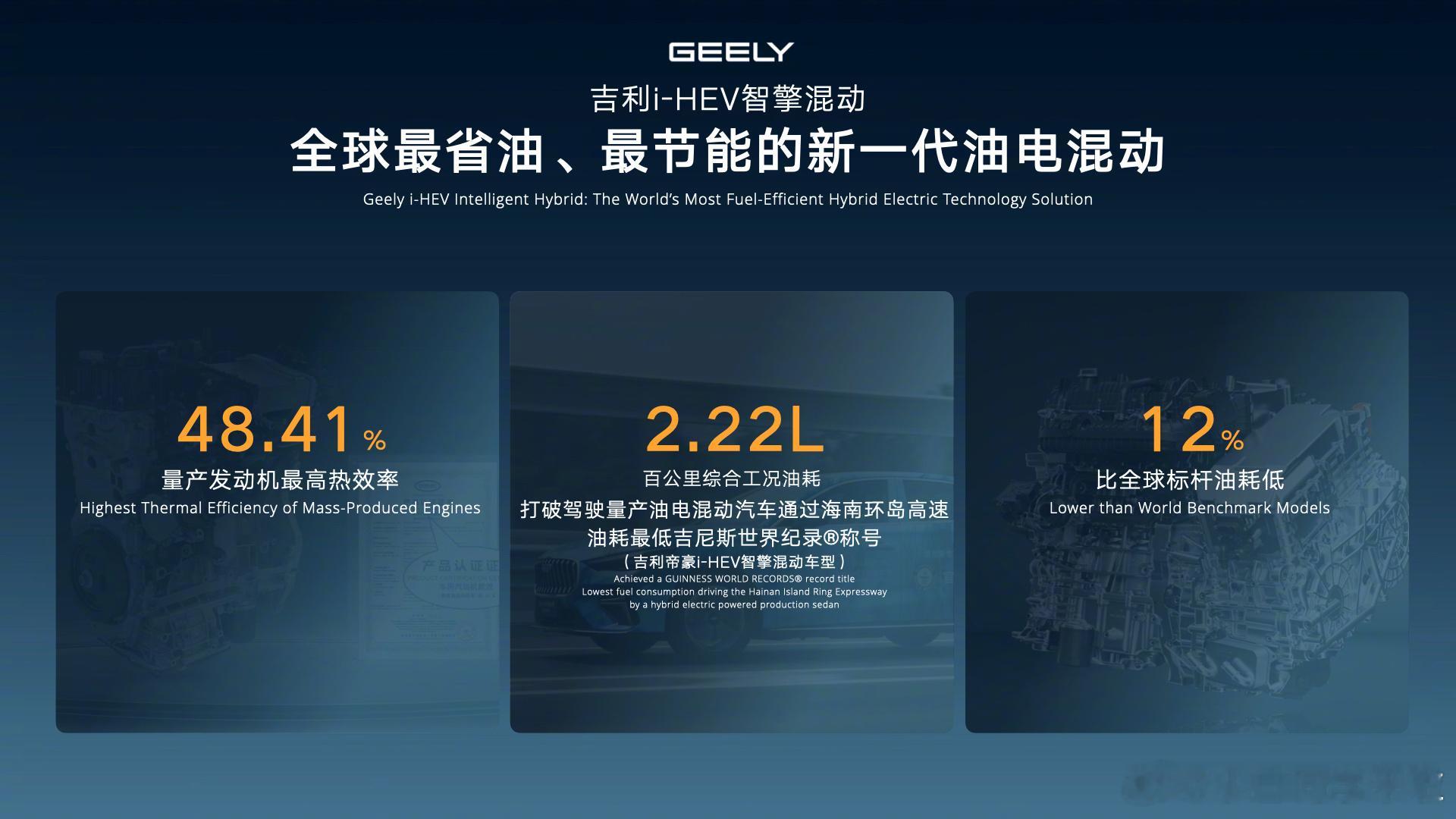 中国混动油耗打破世界纪录 ，今晚吉利发布的 i-HEV 智擎混动，百公里油耗低至