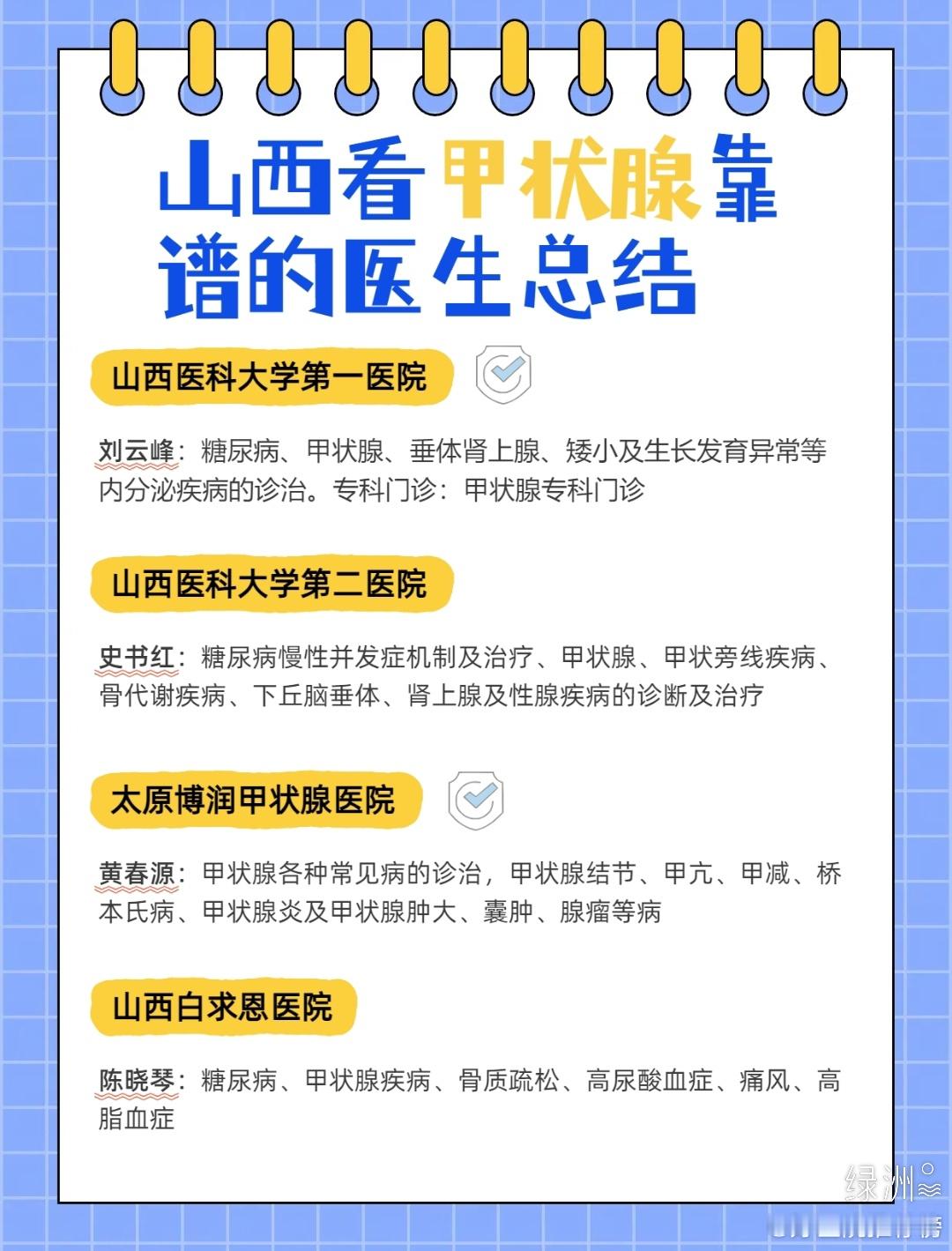 山西看甲状腺靠谱的医生总结 自己也是做了点功课，整理了一波山西本地看甲状腺比较好