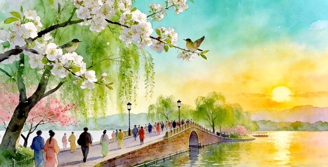 写春景绝美古诗词，一句一景，满屏都是春意
 
一、春风
 
1. 春风又绿江南岸