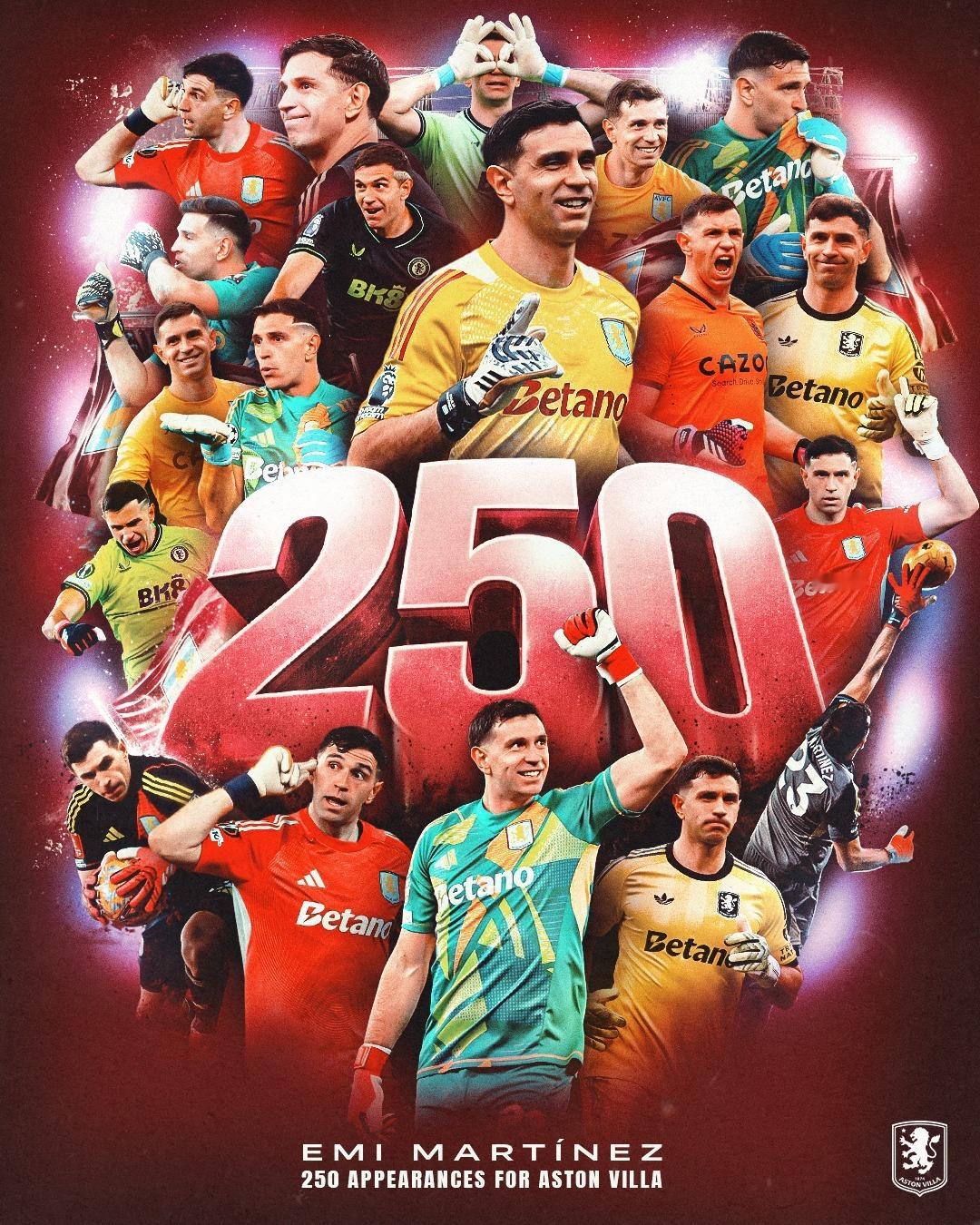 【恭喜大马丁】阿斯顿维拉：👑 今天下午，身披红蓝战袍的埃米迎来了一项重大里程碑