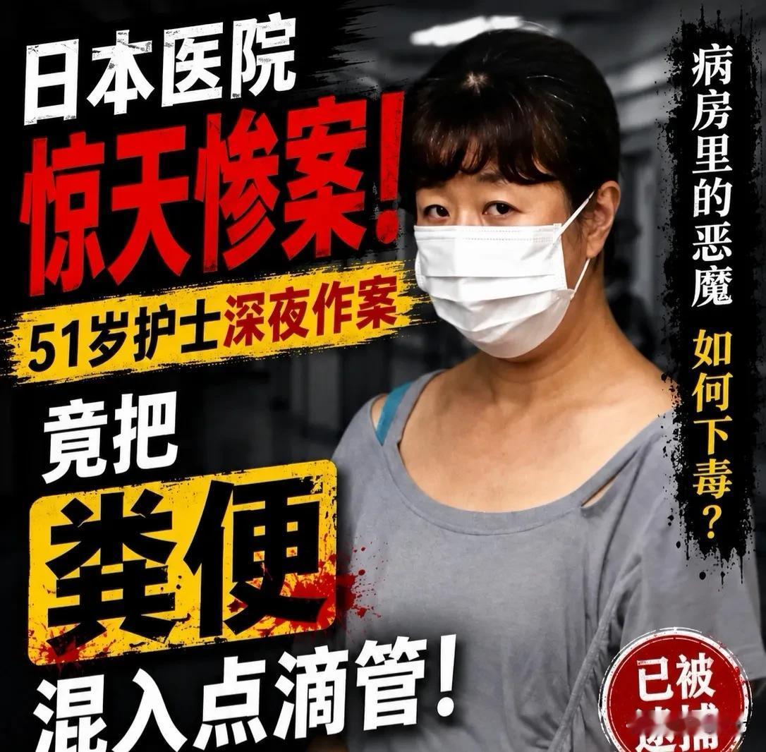 惊‼️日本51岁护士往点滴灌粪便导致75岁老人惨死❌🔥🔥
近日日本千叶县柏市