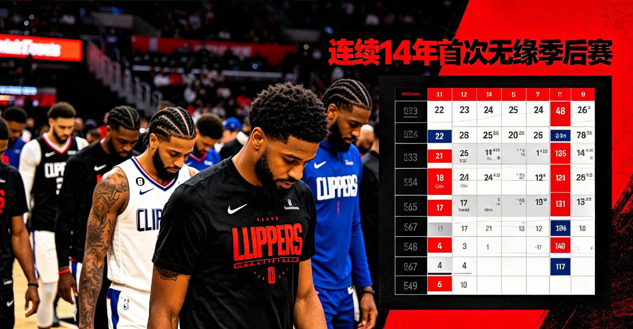 说一个扎心的事实，快船连续14年跻身西部前八的纪录，在2026年彻底断裂！这支被