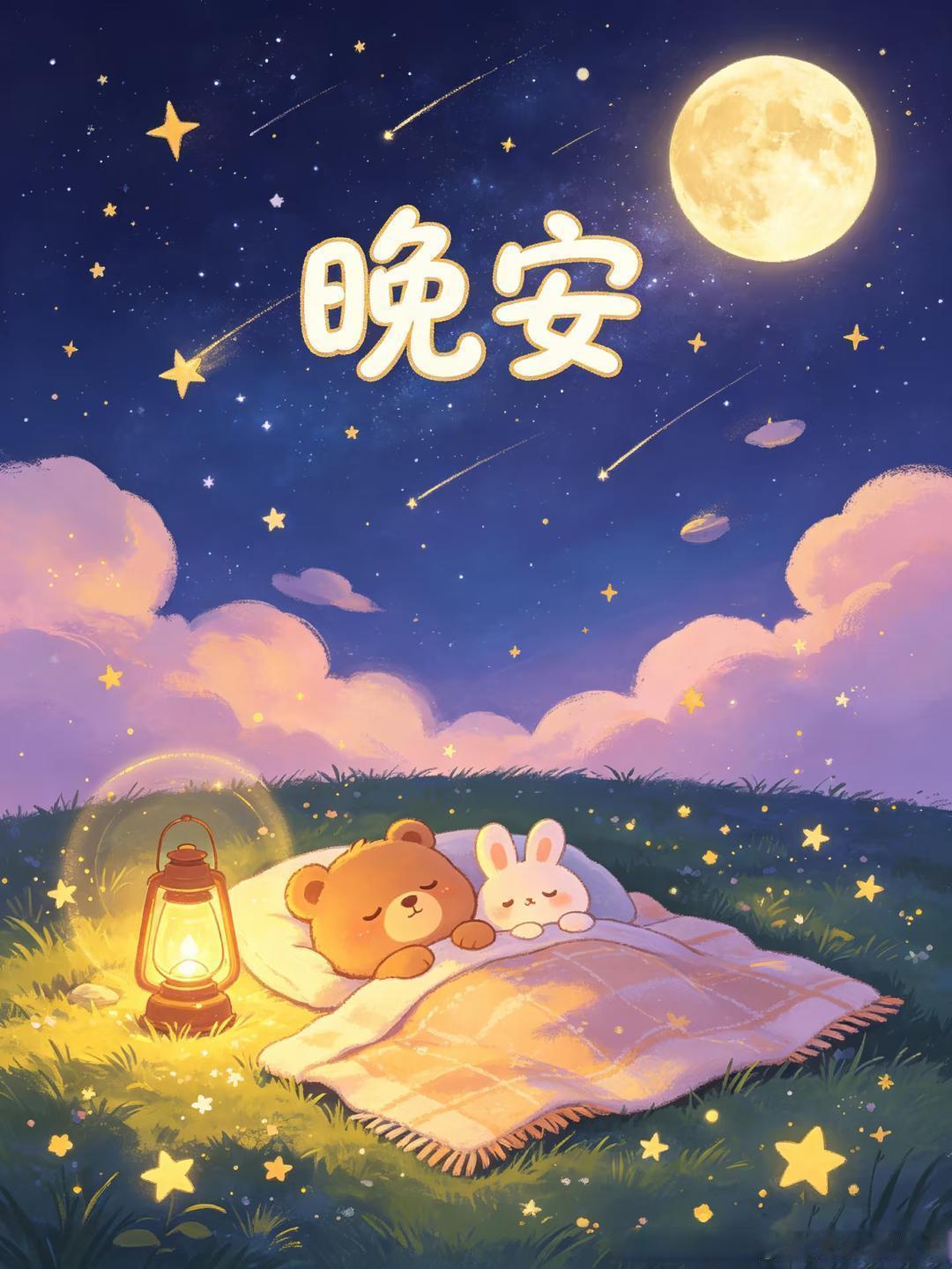 晚安[超话] 星星眨眼，夜色温柔，不必追赶日落，不必纠结过往。放下疲惫，奔赴一场