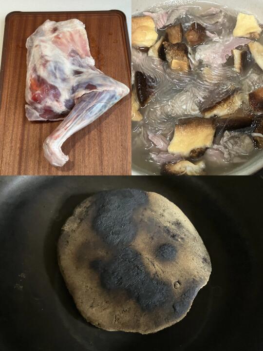 今天我烹饪了，羊肉泡馍，馍烤的有点焦了！