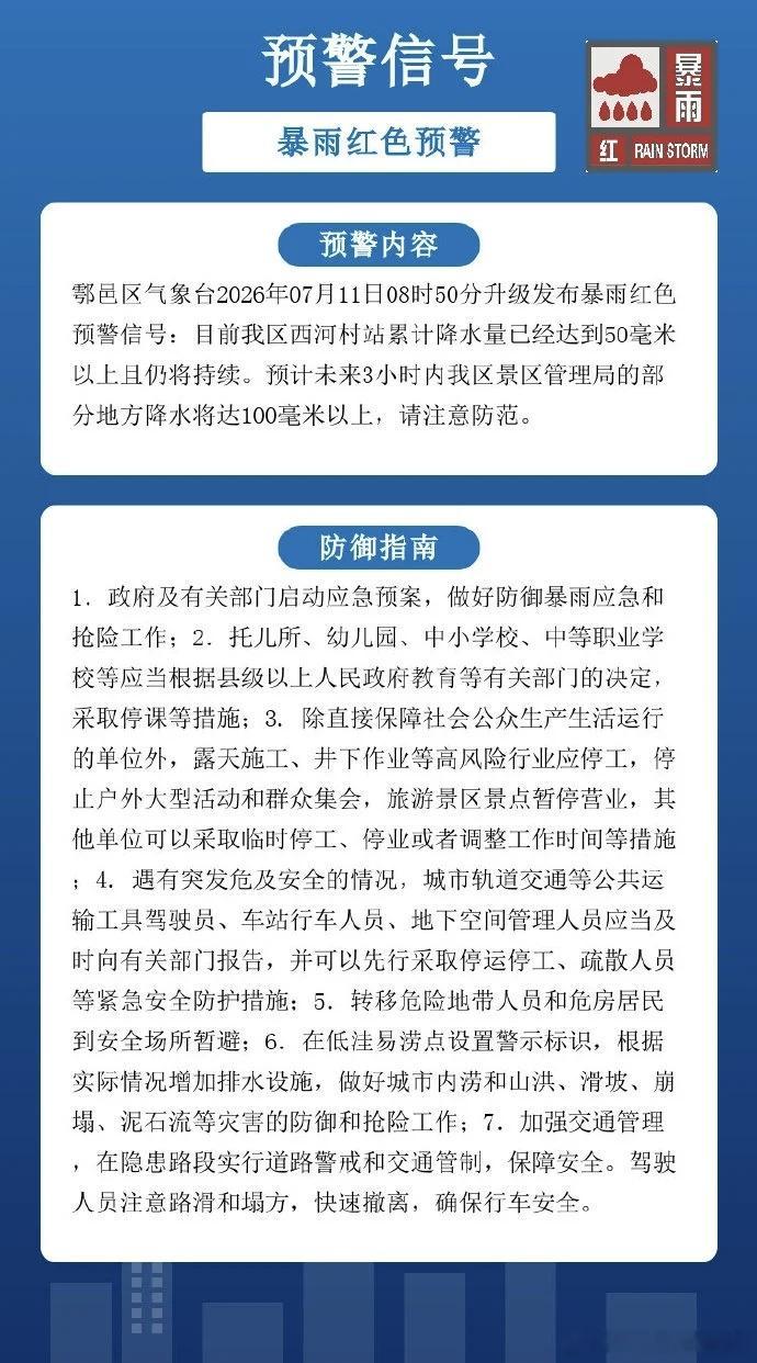 西安高温之后又暴雨【西安鄠邑区发布暴雨红色预警】 7月10日上午，西安市气象台继