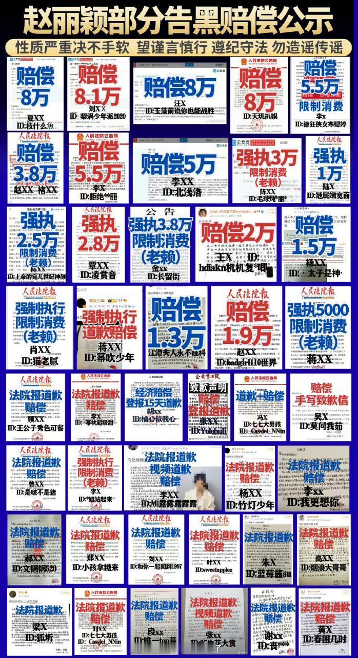 赵丽颖工作室告黑的力度和赔偿金额是内娱最大的没有之一 想黑赵丽颖最好想想后果 