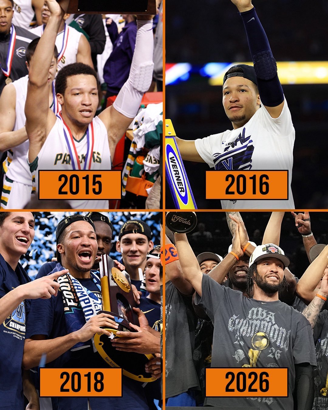 从高中到职业联赛，杰伦·布伦森在每个级别都赢得了冠军！🏆🔥布伦森nba