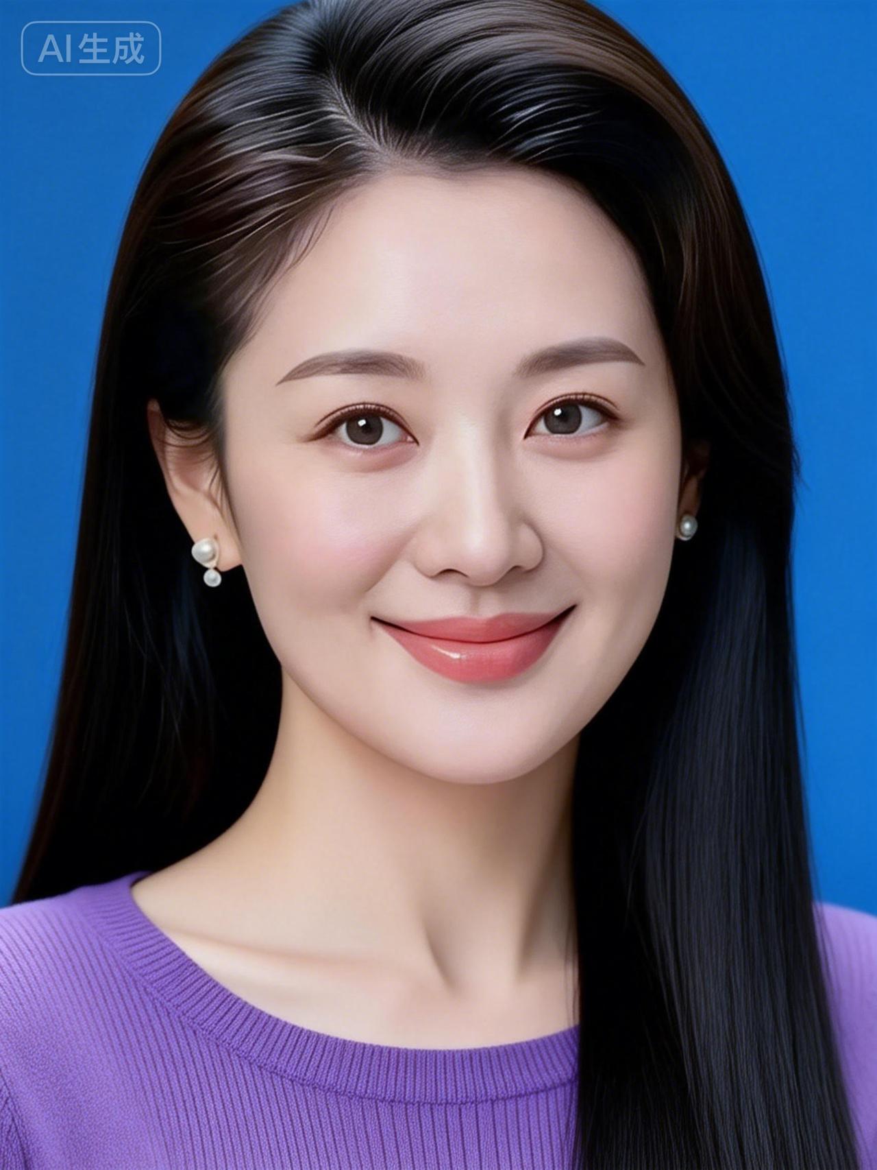 温柔甜美的微笑，紫罗兰色毛衣搭配珍珠耳环，尽显优雅气质！🌸💖