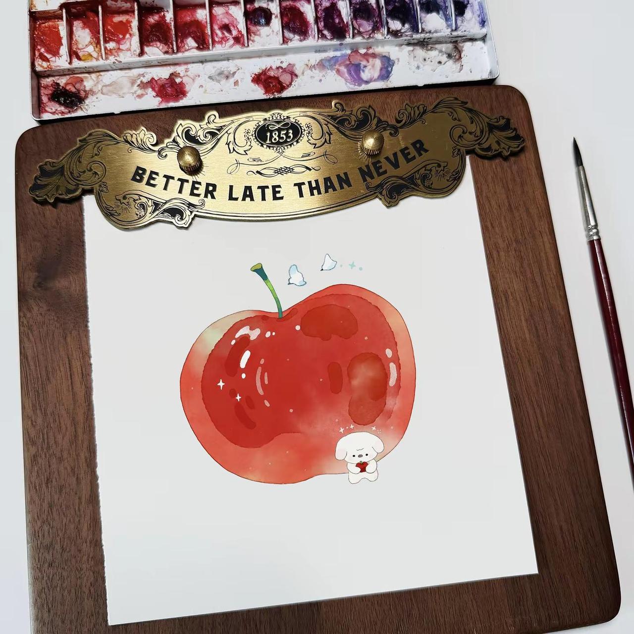 🍎苹果修狗。红苹果🍎插画 水彩 ipad绘画