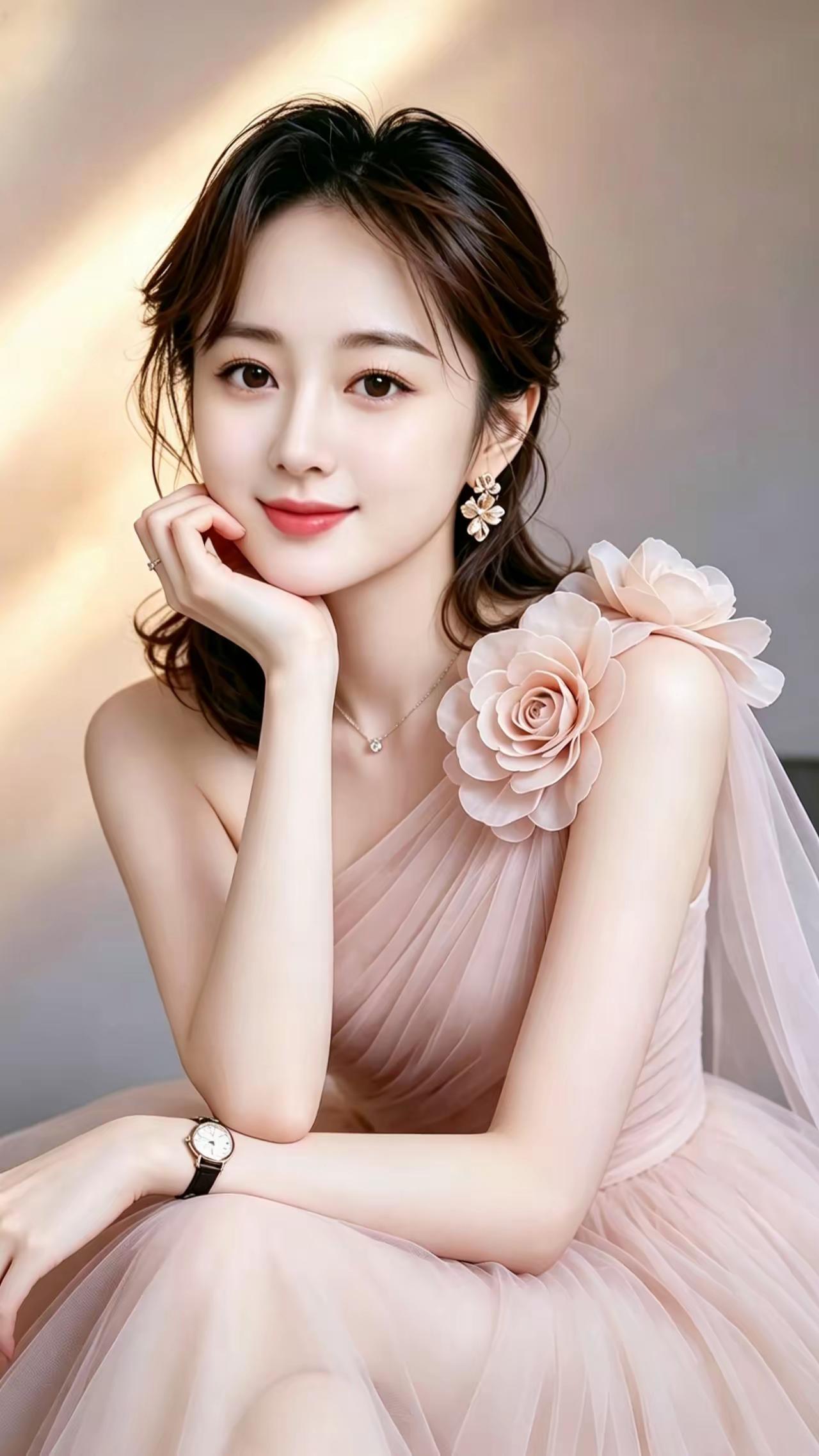 温柔粉裙，花海中的仙女🌸✨