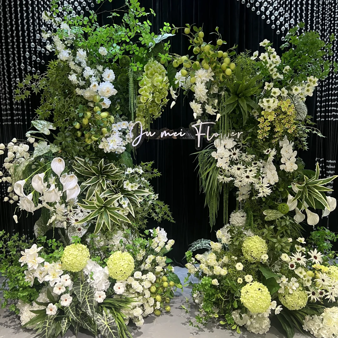高品牛角架绿色拱门花艺花材明细分享