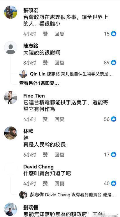 赖政府被外交部骂民族败类：这次连台湾网友都叫骂的好！
评论区基本上都是在叫好的。