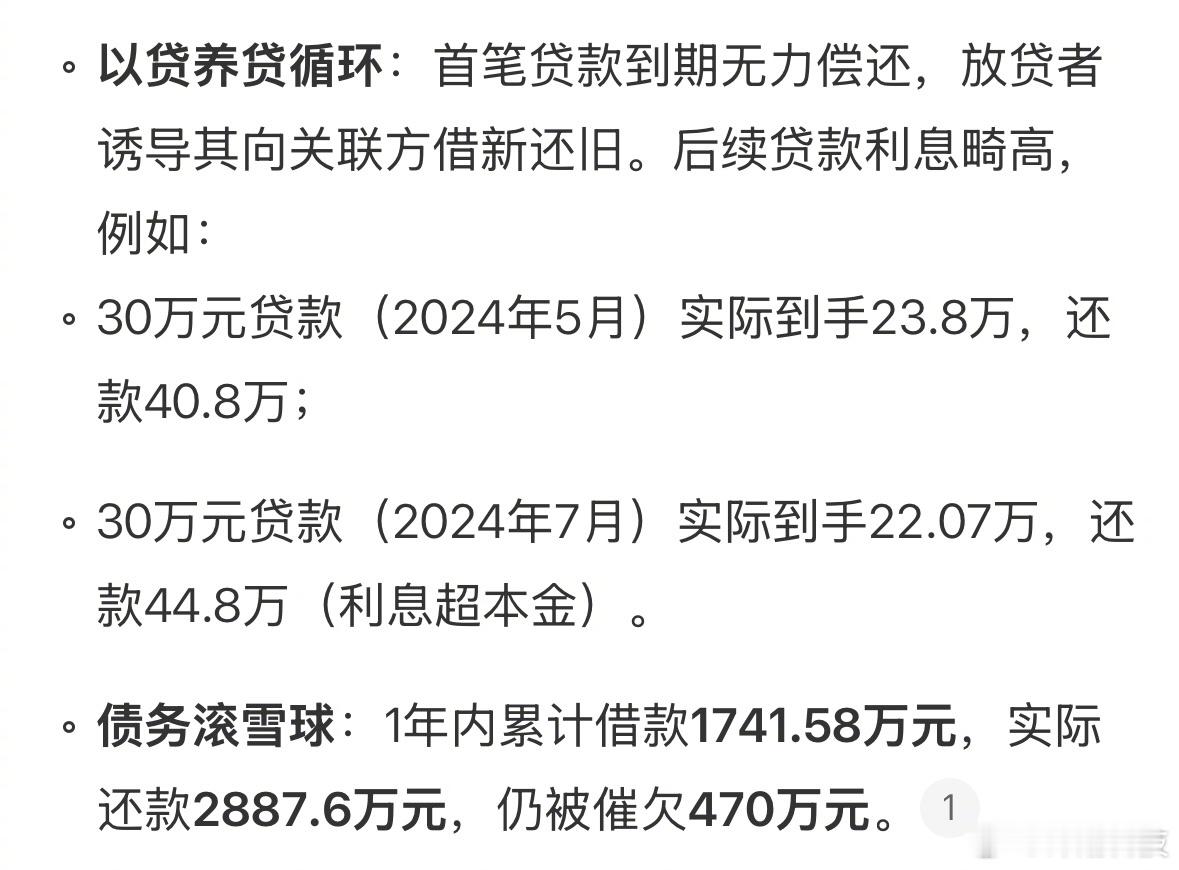 借款20万还款2800万仍欠470万 文字游戏……原来是以贷养贷，滚雪球滚出来的