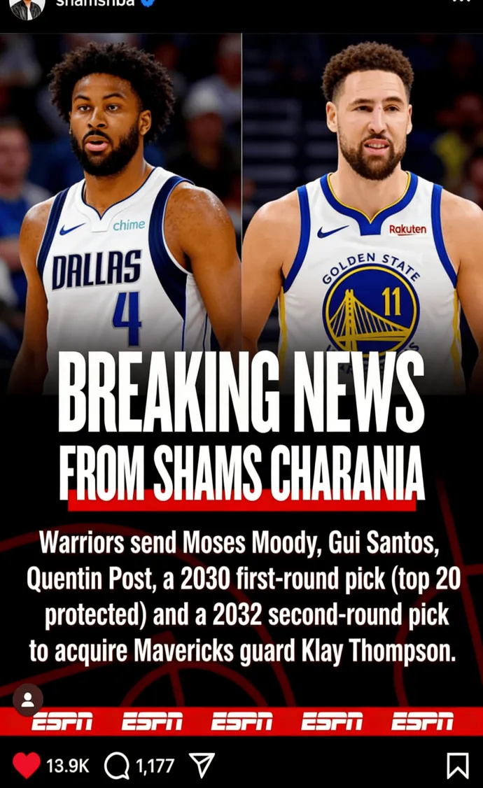 这…这…真没常识，一个穆迪差不多都能配平克莱了，桑托斯波斯特＋选秀权换空气？金州