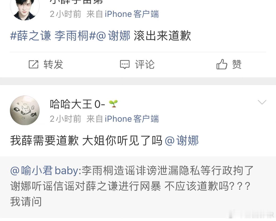 李雨桐因泄露薛之谦隐私被行政拘留之后，好多网友要求谢娜道歉。。。这有什么关联吗