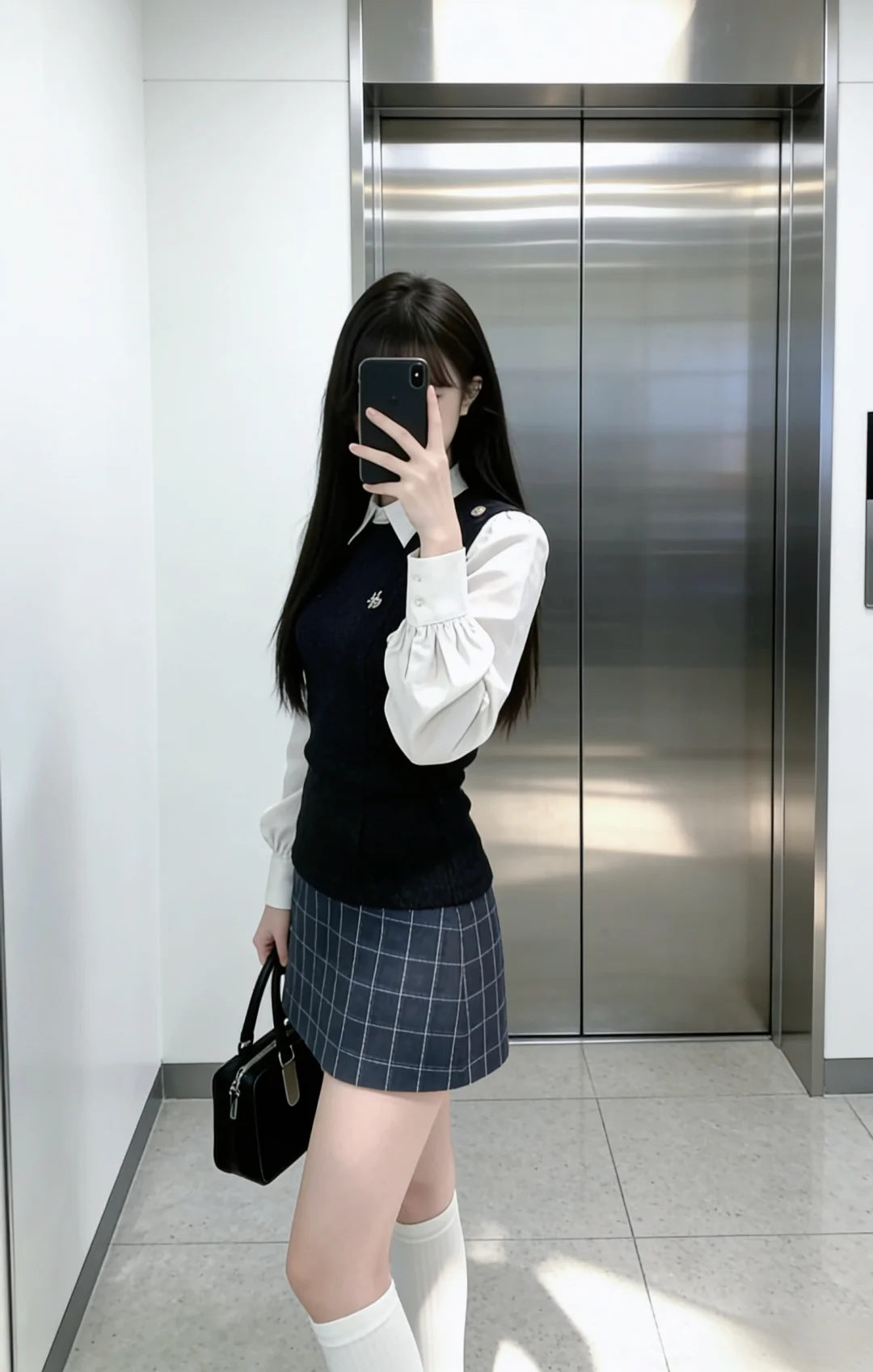 ootd｜韩系格纹裙穿搭～