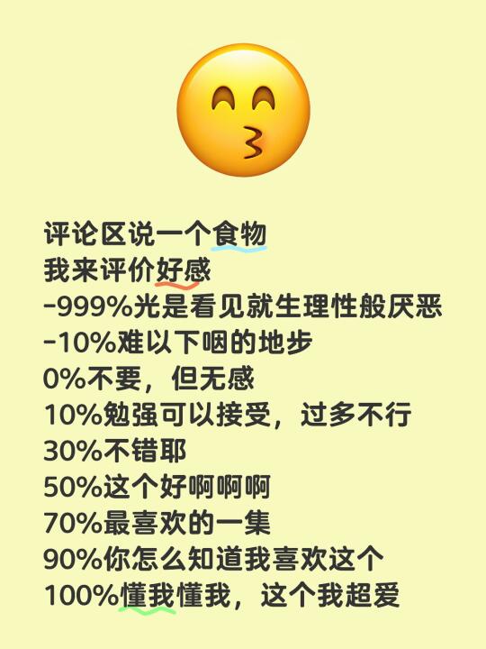 评论区说一个食物 我来评价好感 -999%光是看见就生理性般厌恶 -1...