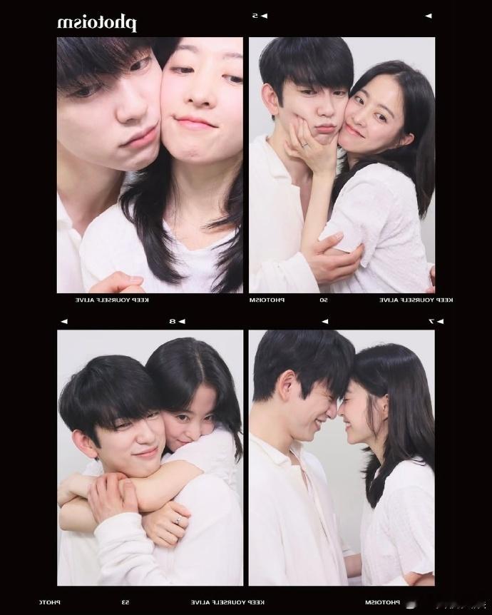 同框时的氛围像温水，不烫也不凉，刚好的温度让人舒服。四格照里的小表情和贴脸时的浅