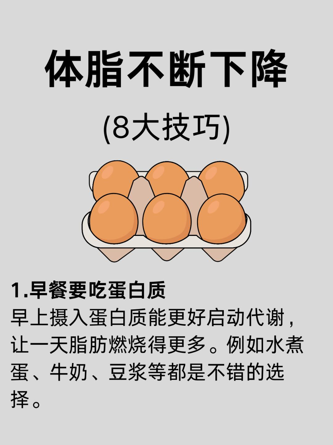 “体脂不断下降的8个技巧”减肥不仅仅是体重下降，更重要的是降低体脂率，以下8个让