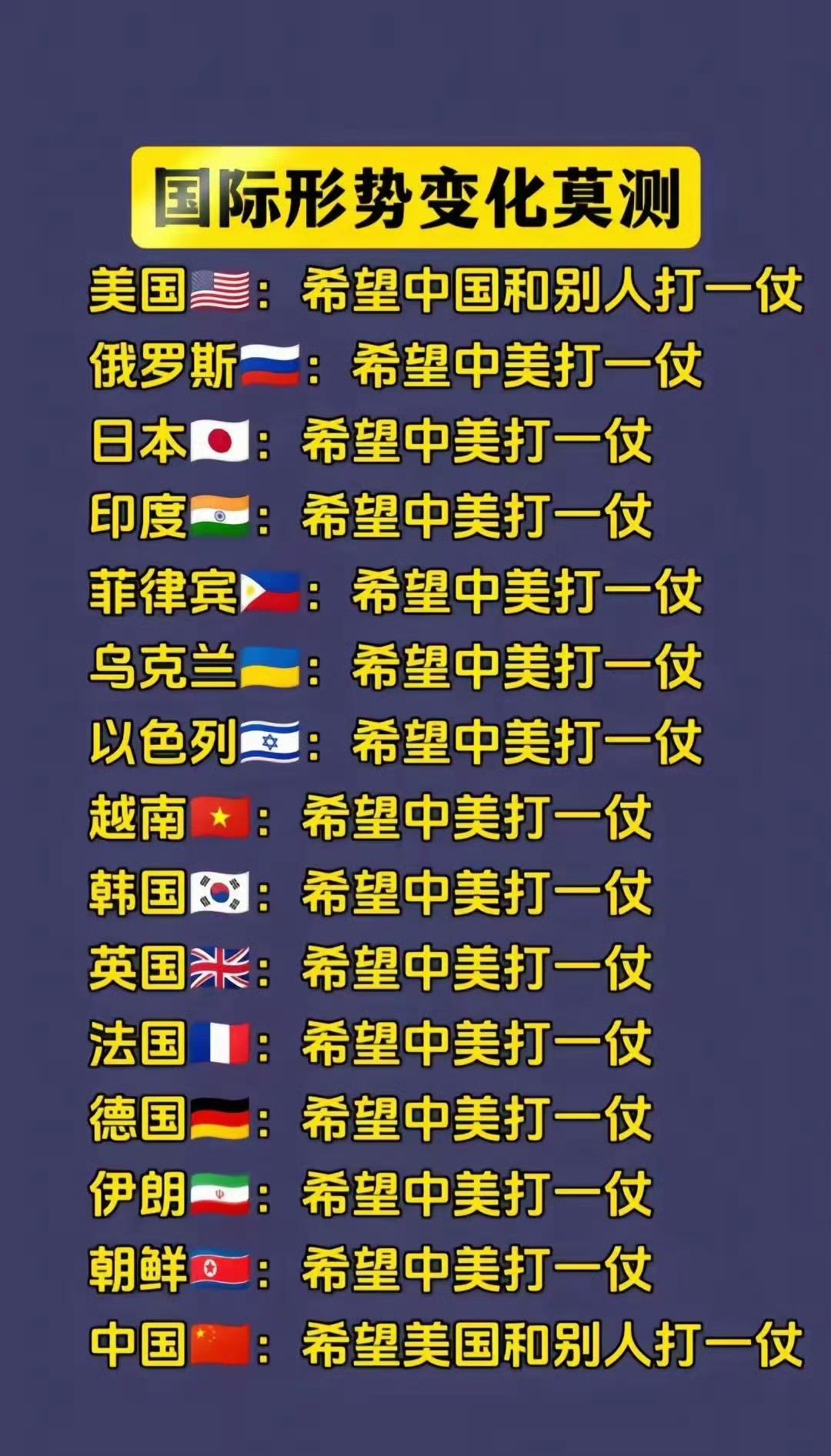 目前来看，只有东大的愿望实现了。

鹬蚌相争，渔翁得利。每个国家都希望别人打一架