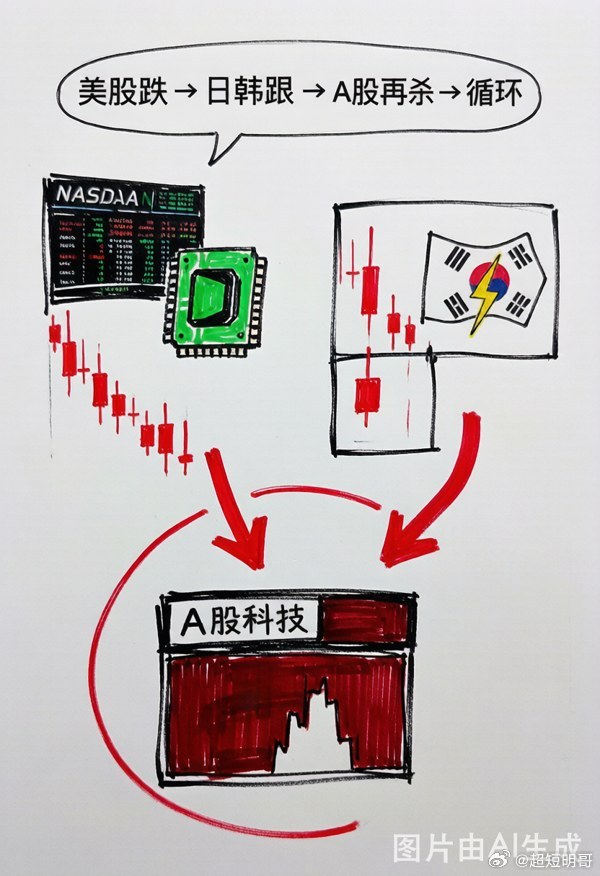 【螺旋下降：今晚美股科技再杀，明天又是跟跌局】今晚美股盘前芯片继续崩：纳指期货-