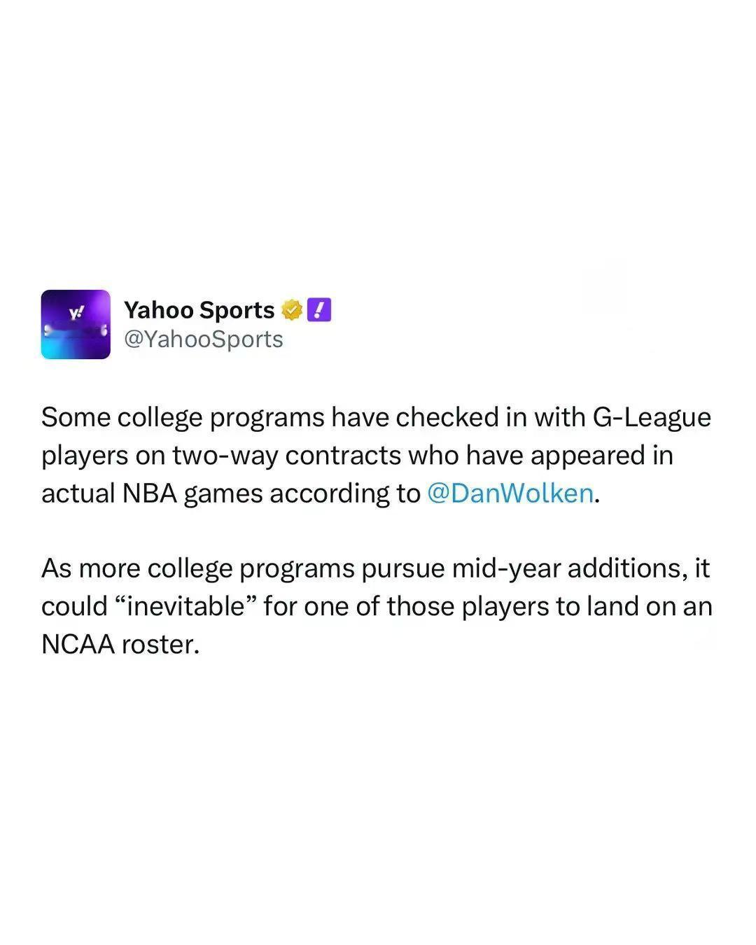 NCAA彻底疯狂…….现在瞄准一些有NBA经验的双向合同球员……………….😅?