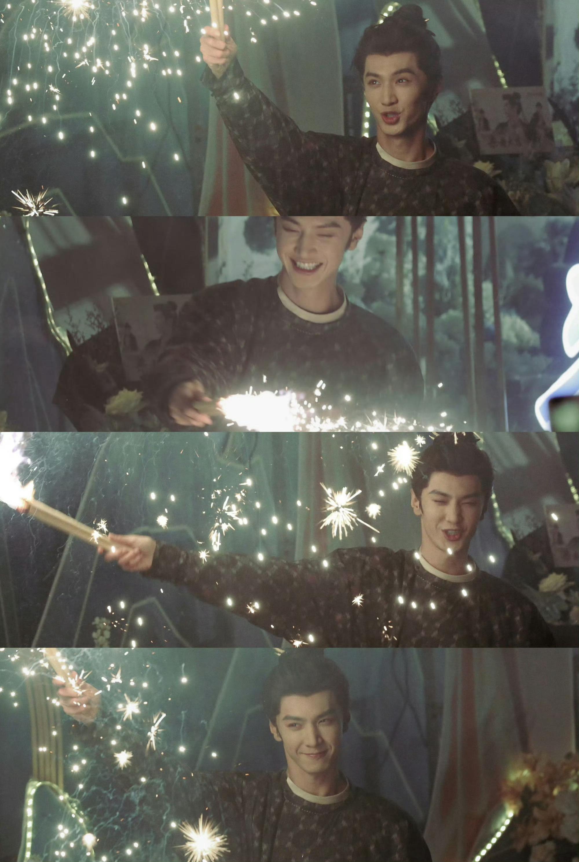 陈哲远站姐神图有了 这神图能循环看一百遍！烟火衬得他温柔又耀眼 