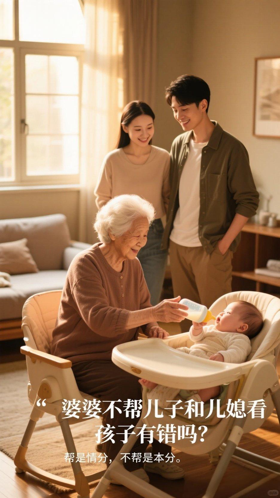 婆婆不帮儿子和儿媳看孩子有错吗帮是情分，不帮是本分。孩子终究是父母的责任。用天经