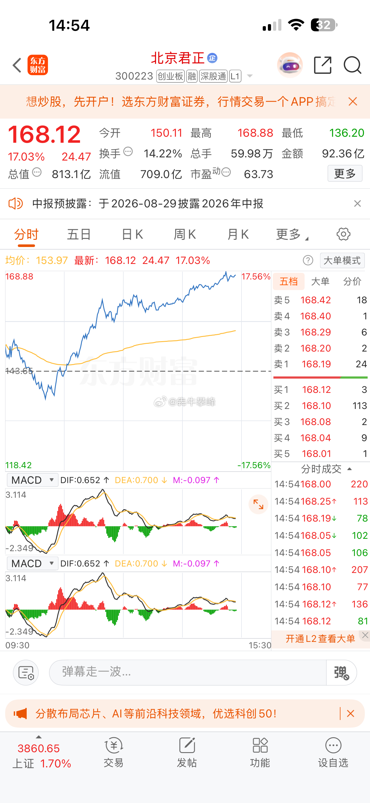 半仓17%，舒坦！ 