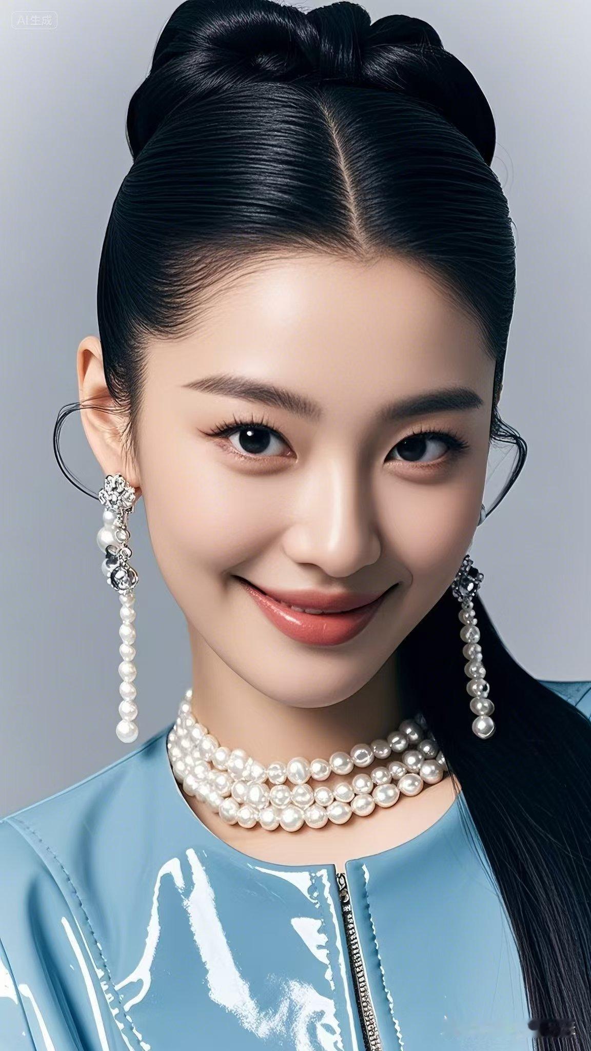 少女眉眼舒展，浅笑恰似和煦春风，清甜灵动又自带从容优雅。柔光温柔包裹身形，一颦一