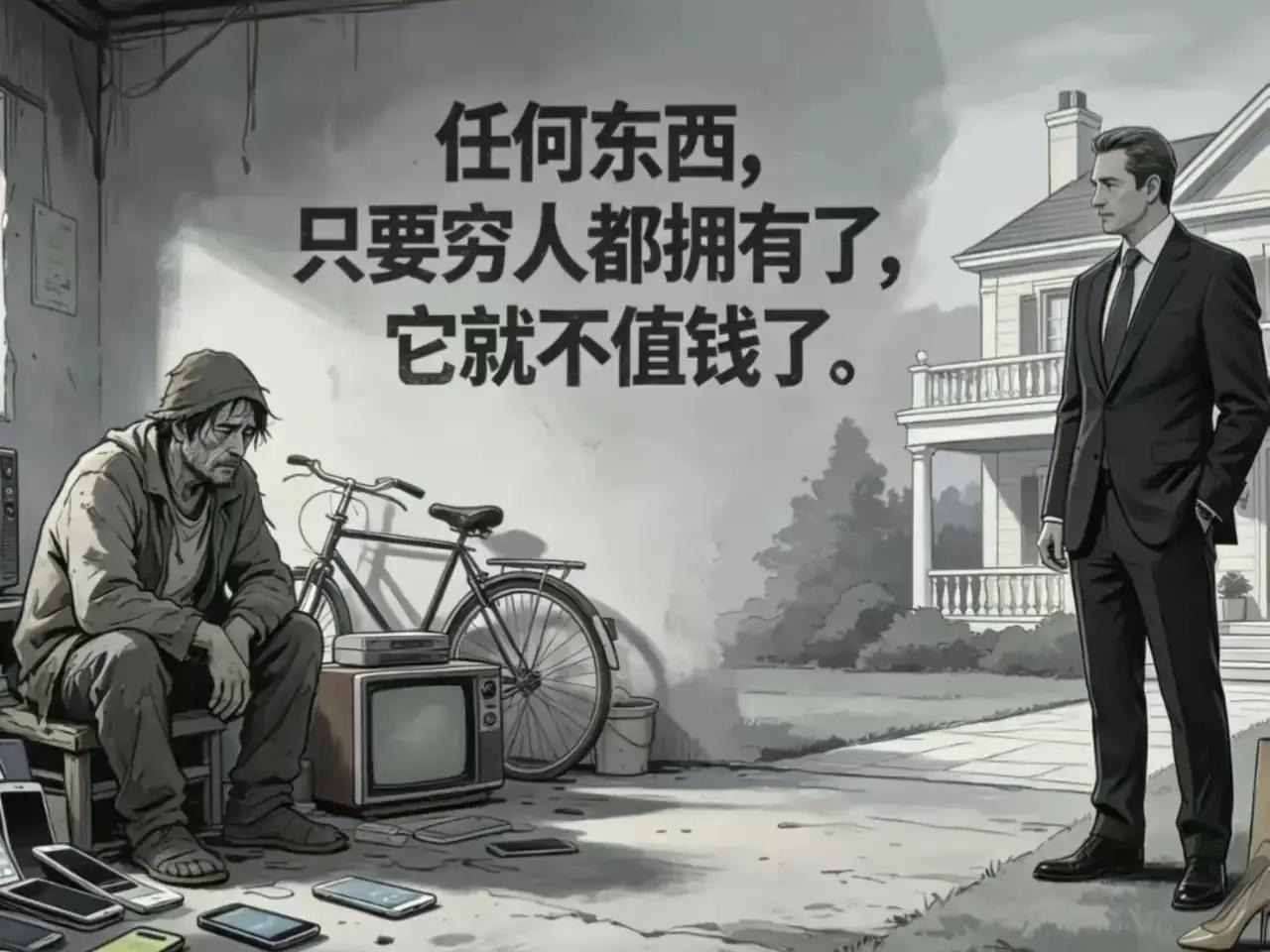 “任何东西，只要穷人都拥有了，它就不值钱了”，今天我才发现，这才是我们追求的终极