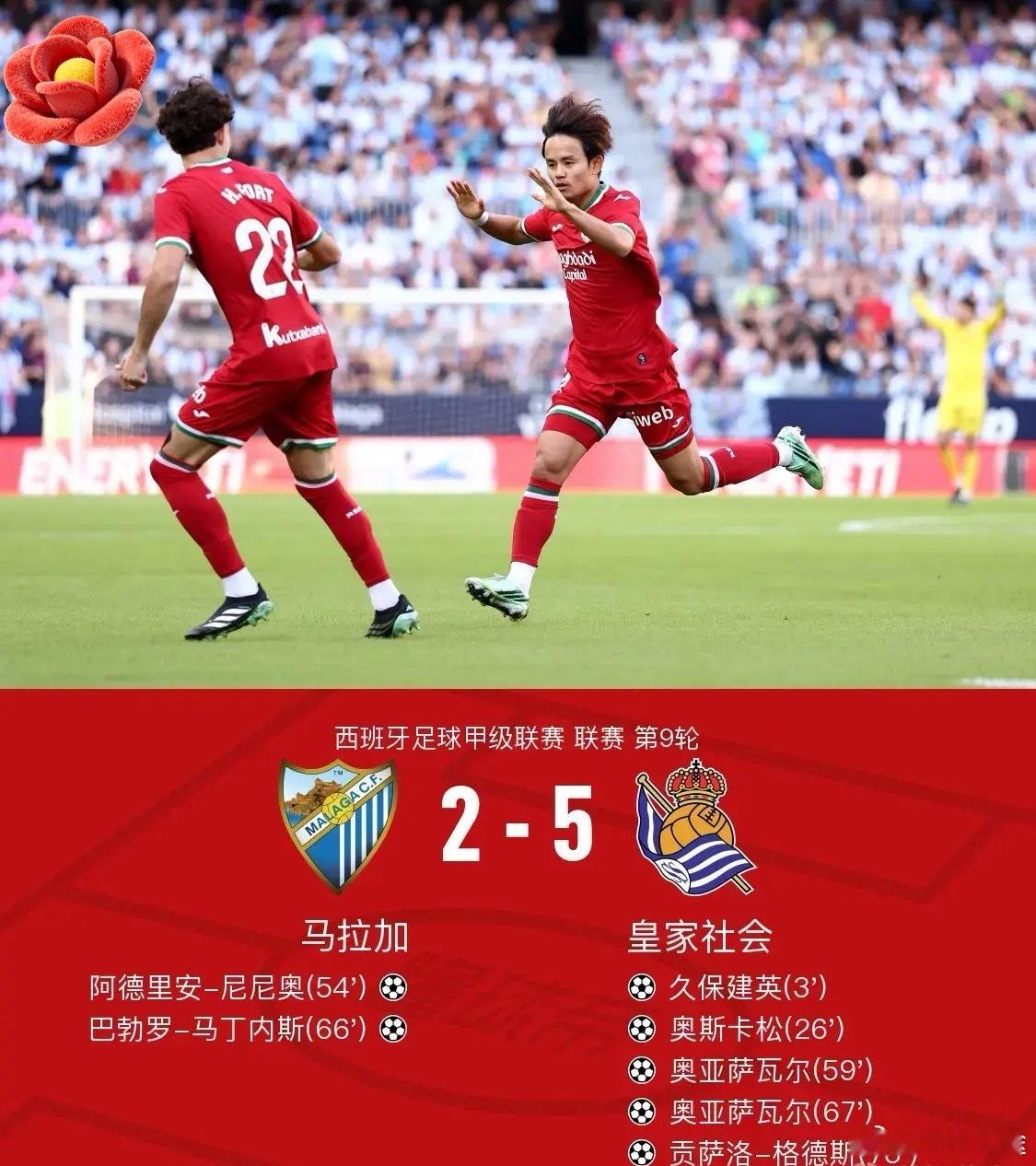 体育 北京时间10月19日西班牙足球甲级联赛 联赛 第9轮，马拉加主场对阵皇家社