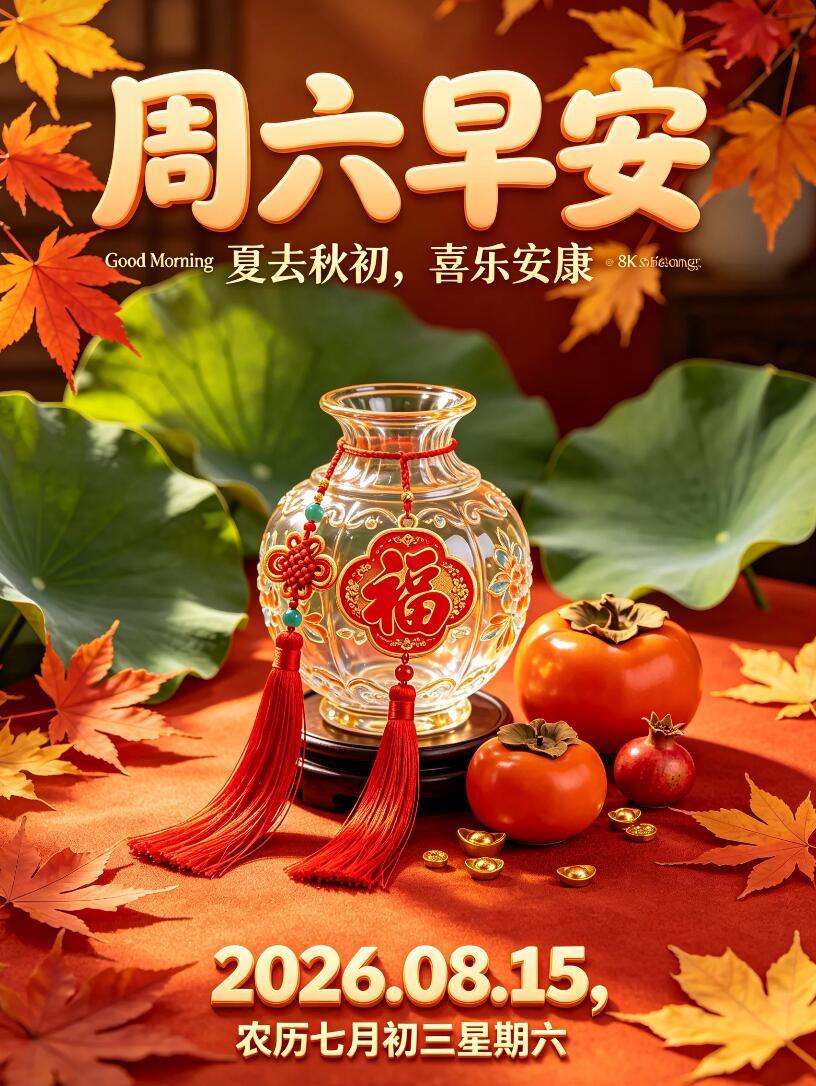 2026.8.15周六早安祝福图片壁纸拿图吱一声噢～ 