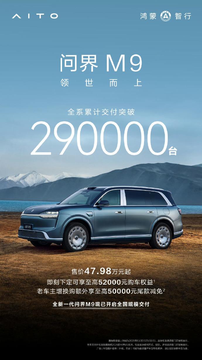 四十多万的问界M9卖了29万台，这事比数字本身有意思
48万起步的大型SUV，全
