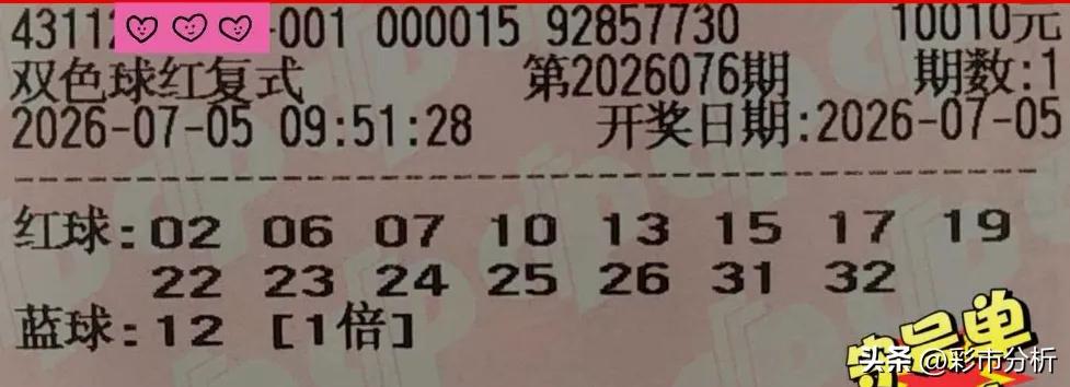 双色球26077期完整分析（胆码+重号预判+蓝球精选）
 
基础复盘（26076
