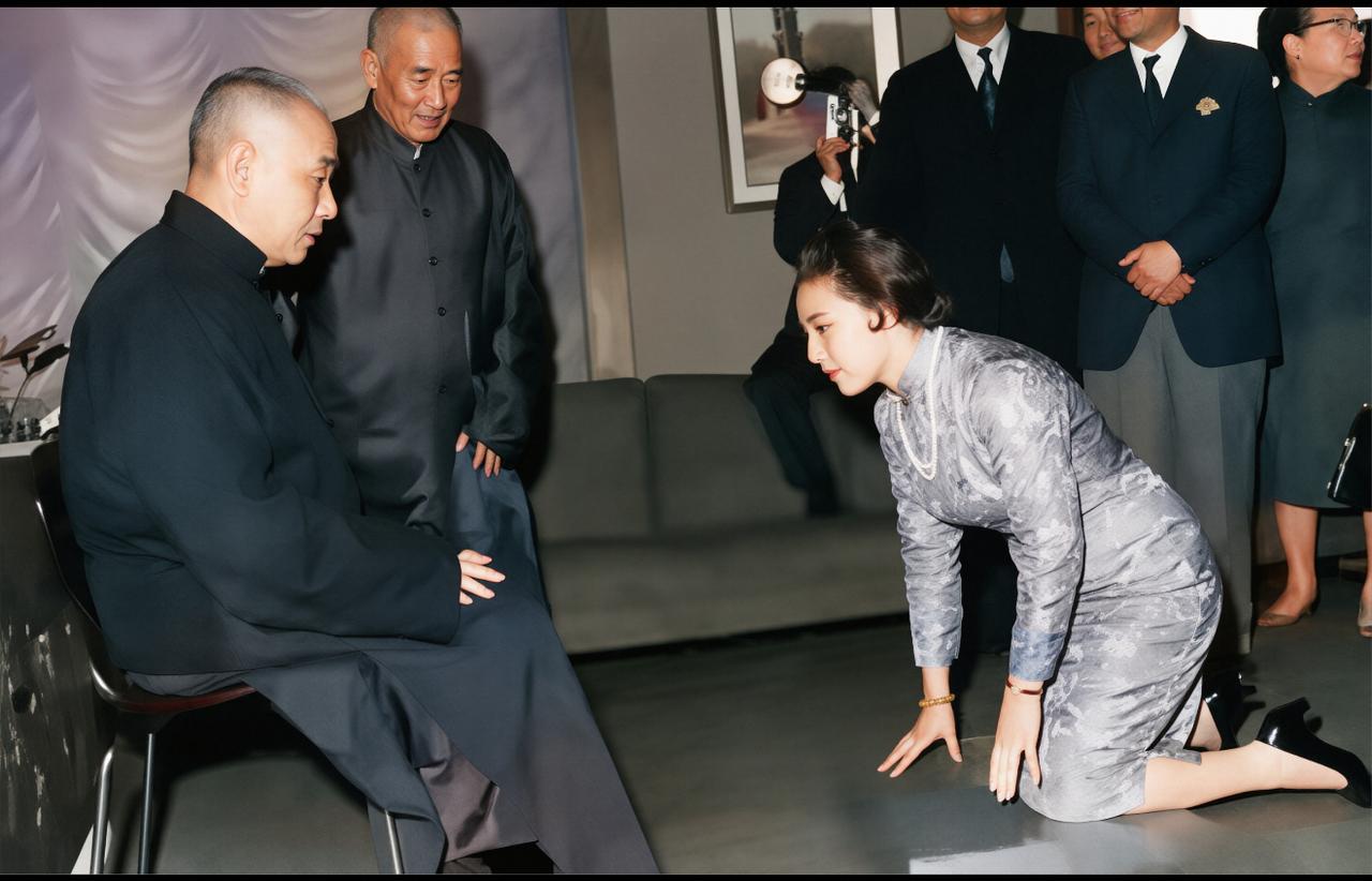 80年代初，张大千四姨太徐雯波拜马寿华为师，‌朱唇皓齿，颜值出众
