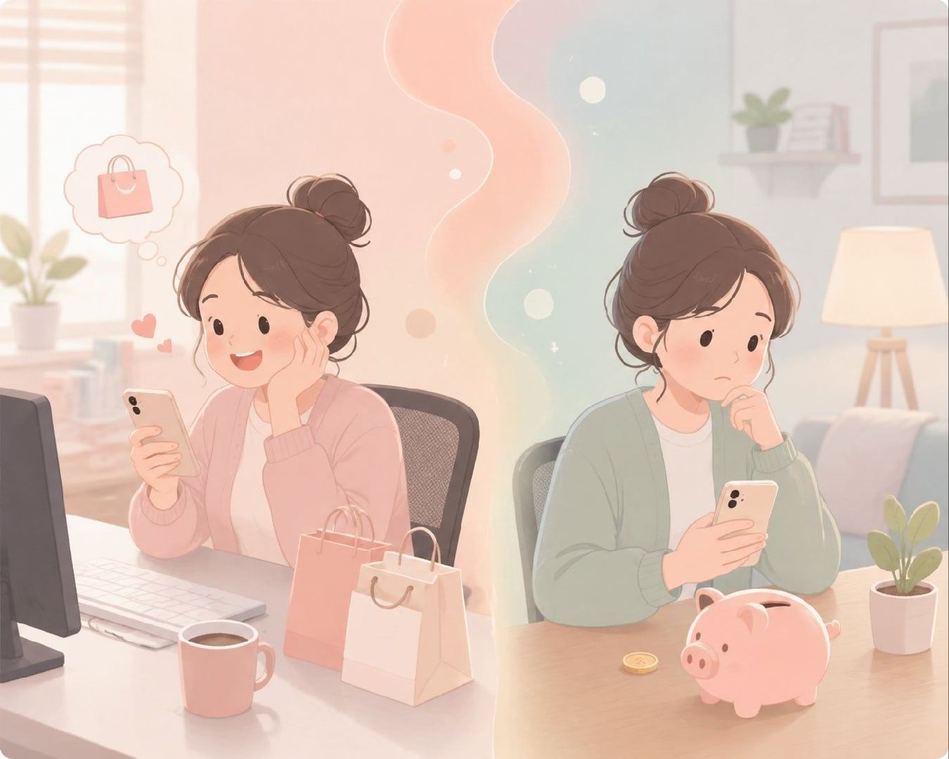 上班之后消费观总处在两种状态反复横跳：压力积攒久了就想下单好物犒劳自己，靠短暂的