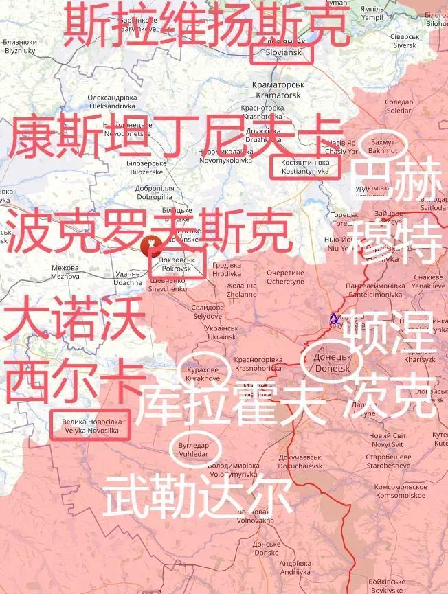 笼统地来说，乌东地区的战线地图，如果我们排除从波克罗夫斯克到库拉霍夫，再到大诺沃