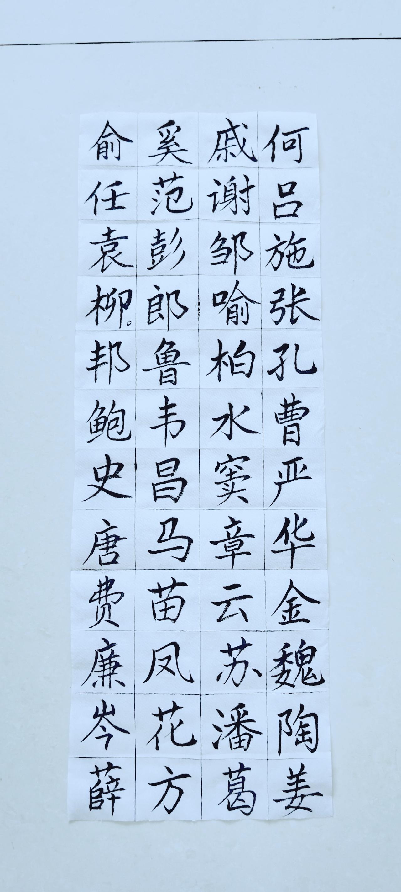 第六十七天《百家姓》（2）正楷毛笔练习