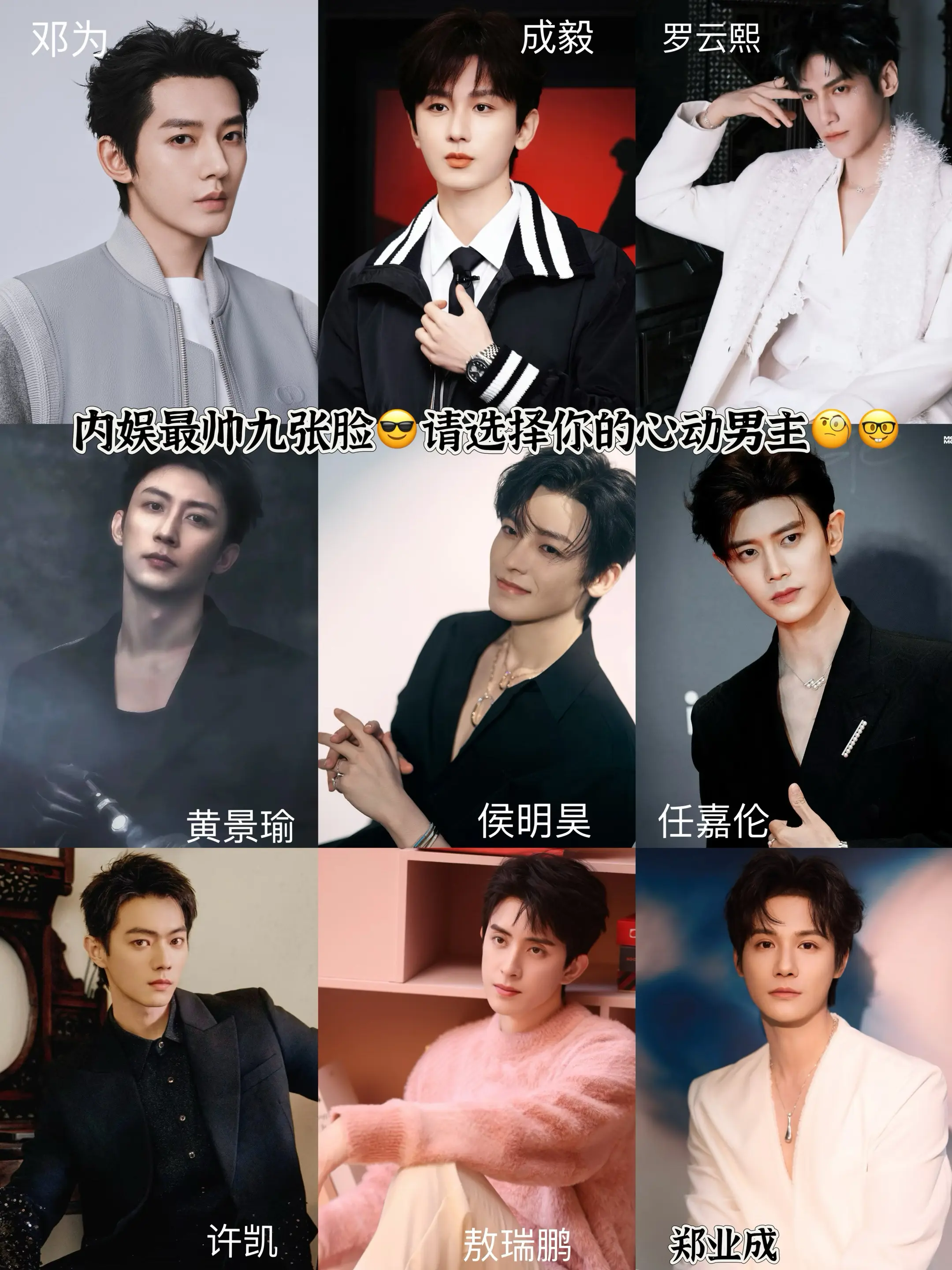 内娱最帅九张脸请选择你的心动男主🧐😎。
