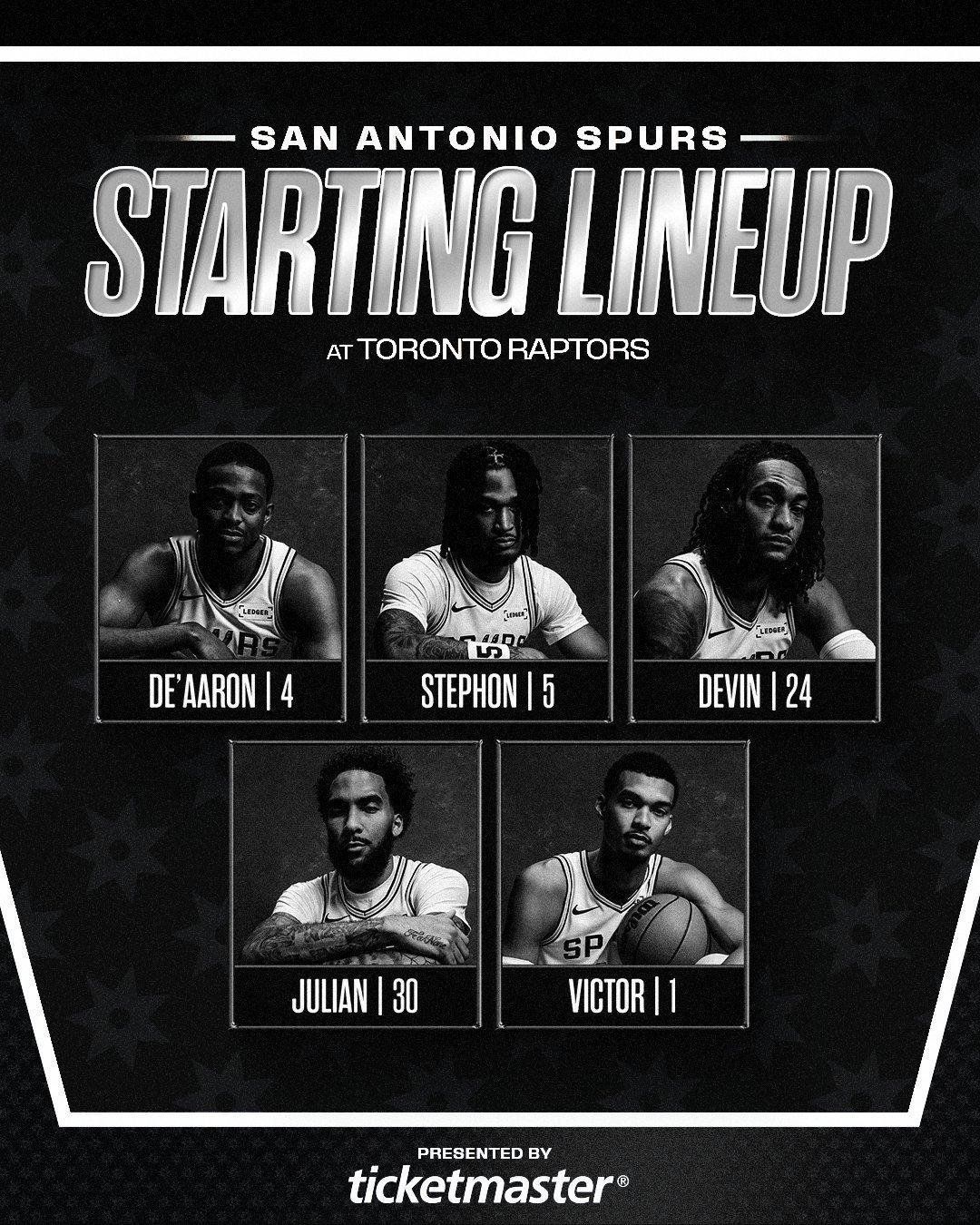 马刺首发！马刺vs猛龙