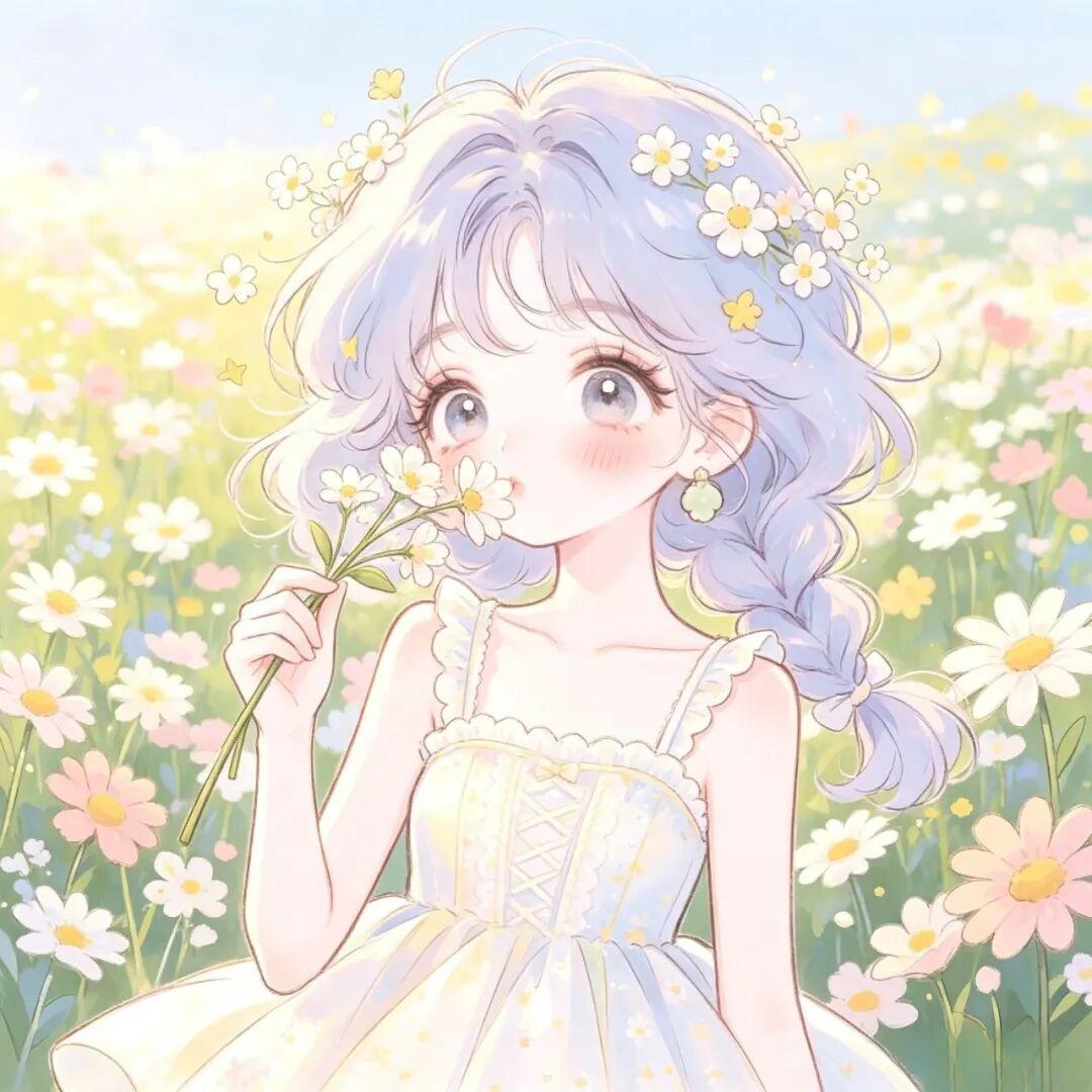 女生头像｜手捧小花，接住一整个春天