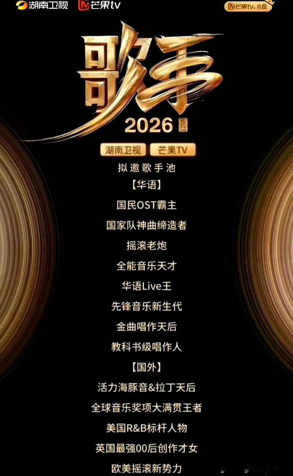 歌手2026 月度联赛可以理解为是月度小考联赛？目前网传首发嘉宾有黄子弘凡、莫文