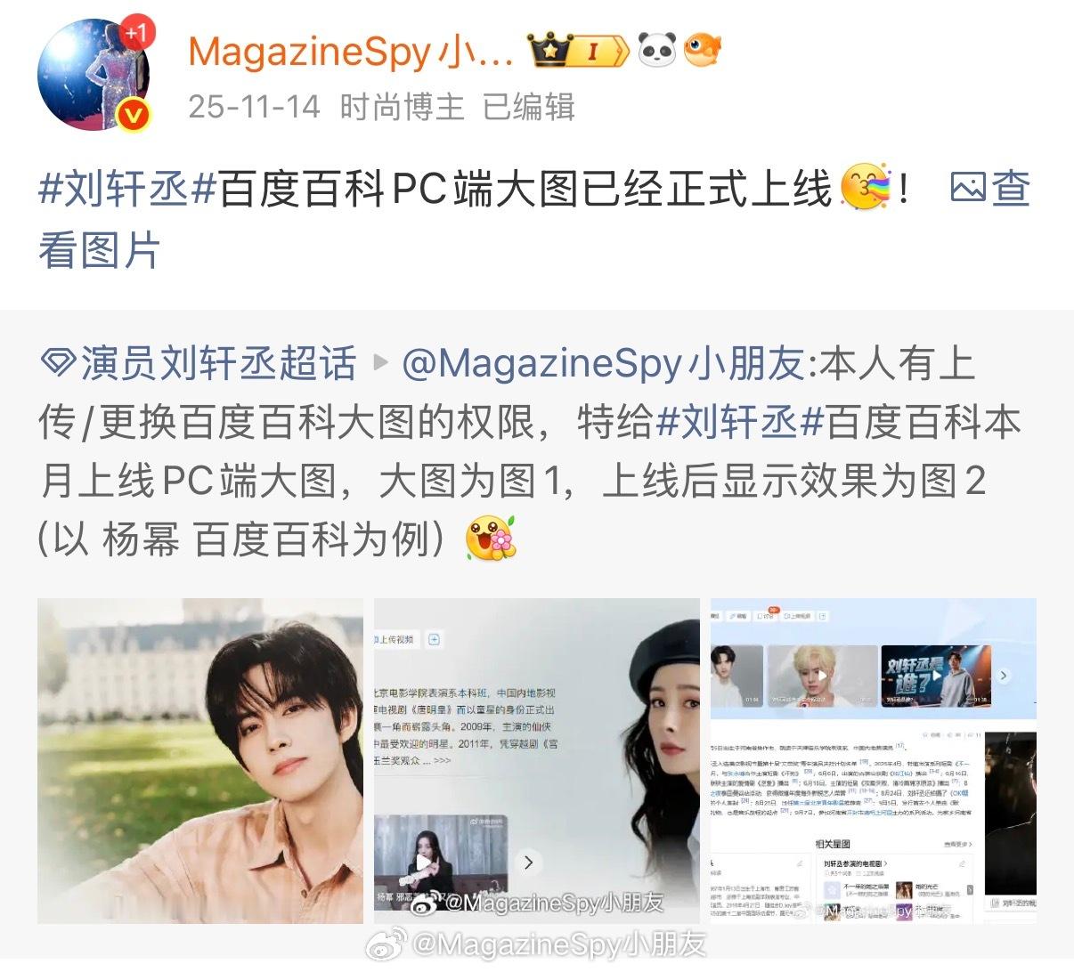 我与团队成员提交上线的一些艺人百科大图