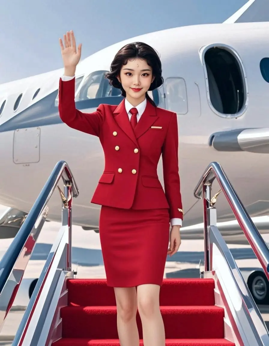 AI红衣空姐致意