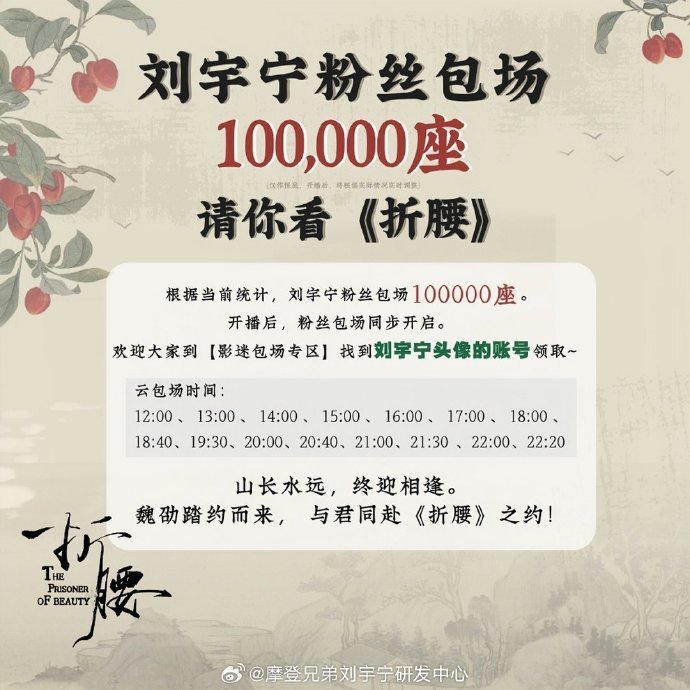 刘宇宁粉丝云包场10万刘宇宁粉丝云包场100000 ​刘宇宁粉丝准备了10000