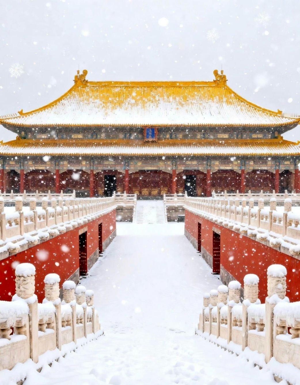 北京暴雪 雪后的北京，故宫就变回了紫禁城