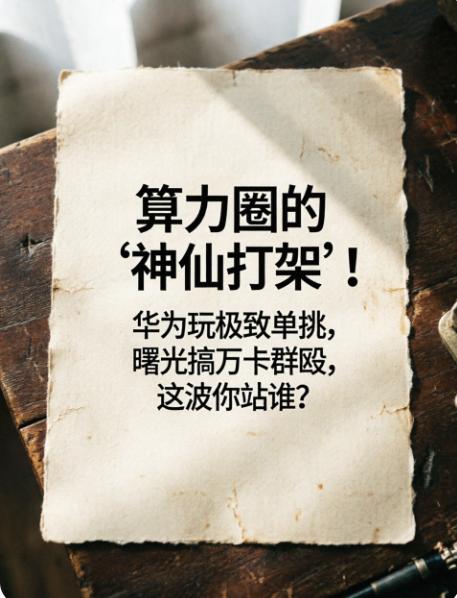 算力圈的“神仙打架”！华为玩极致单挑，曙光搞万卡群殴，这波你站谁？

外行看热闹