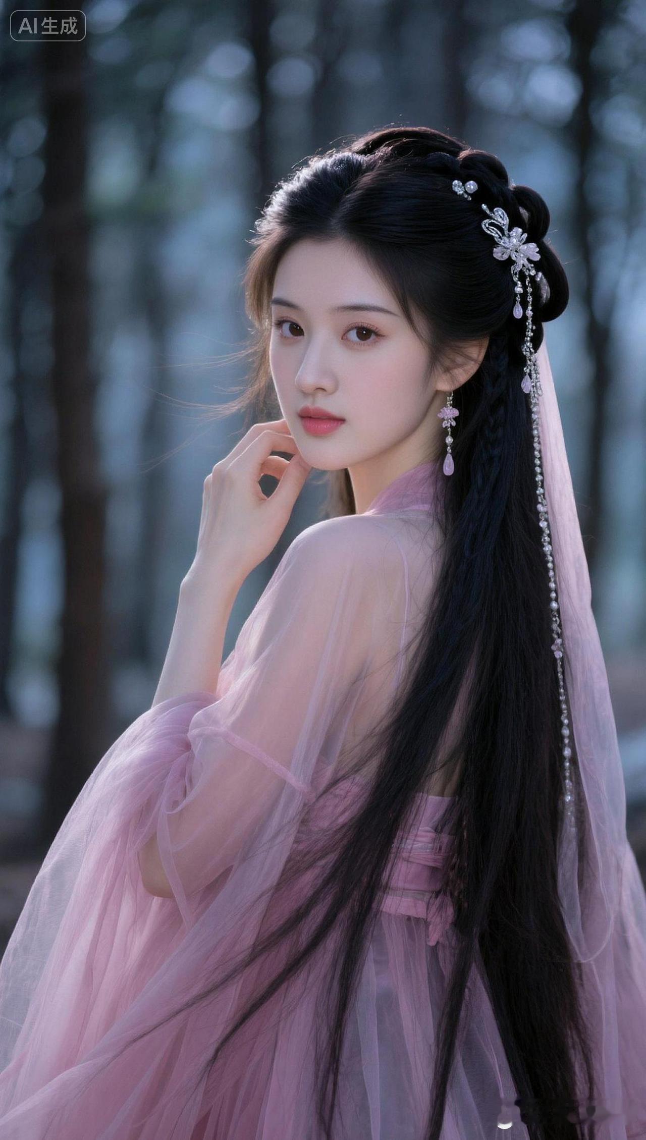 仙系氛围感 轻纱古风造型 美出仙气感 绝美古风造型 粉色汉服