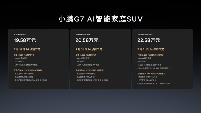 小鹏G7 Ultra 引领行业正式开启L3 级算力时代推出Ultra和Max两个